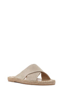 Men's Beige Suede Leather Slippers | Derimod