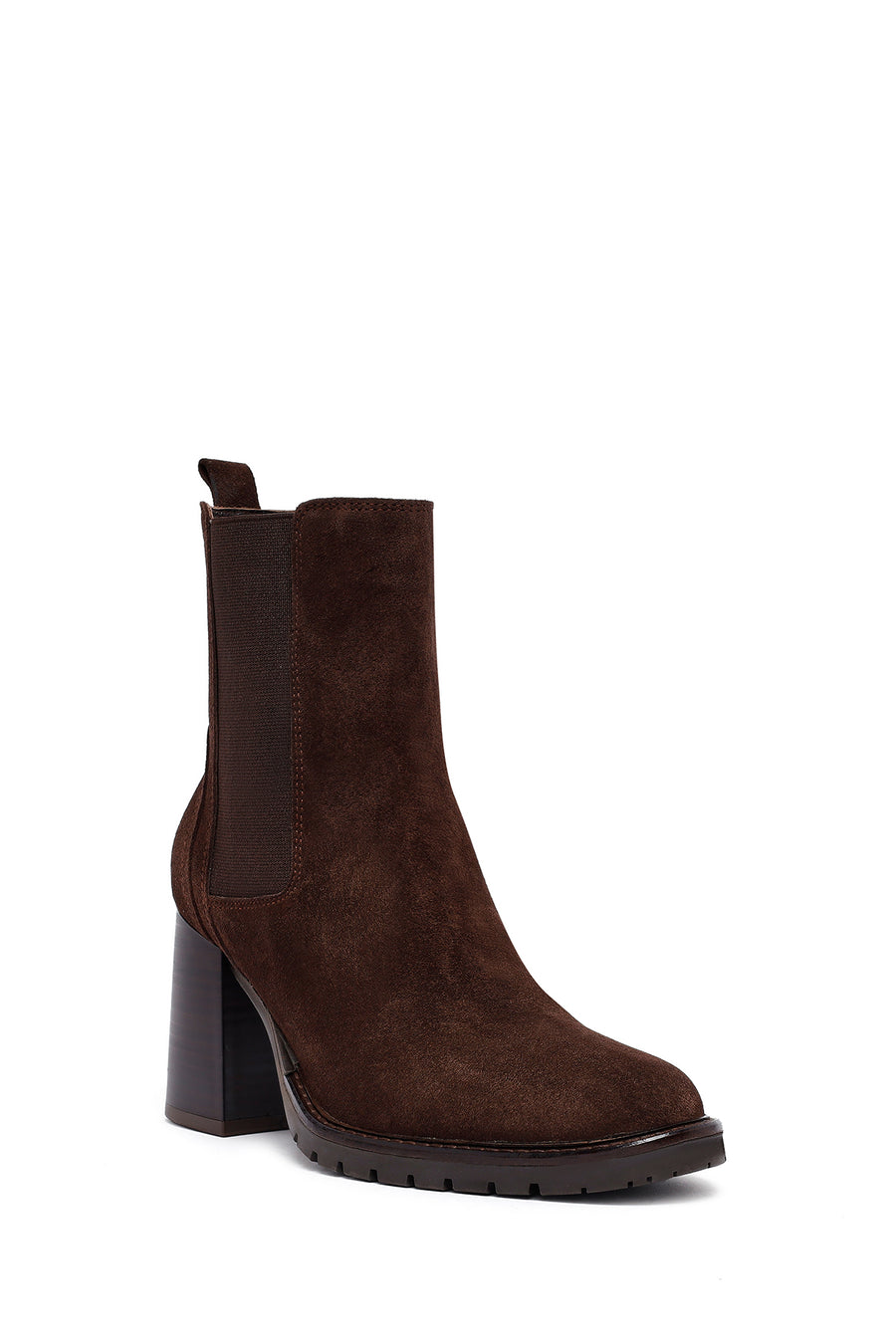 Kadın Kahverengi Kalın Topuklu Süet Deri Bot