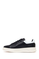 Erkek Siyah Bağcıklı Kalın Deri Sneaker | Derimod