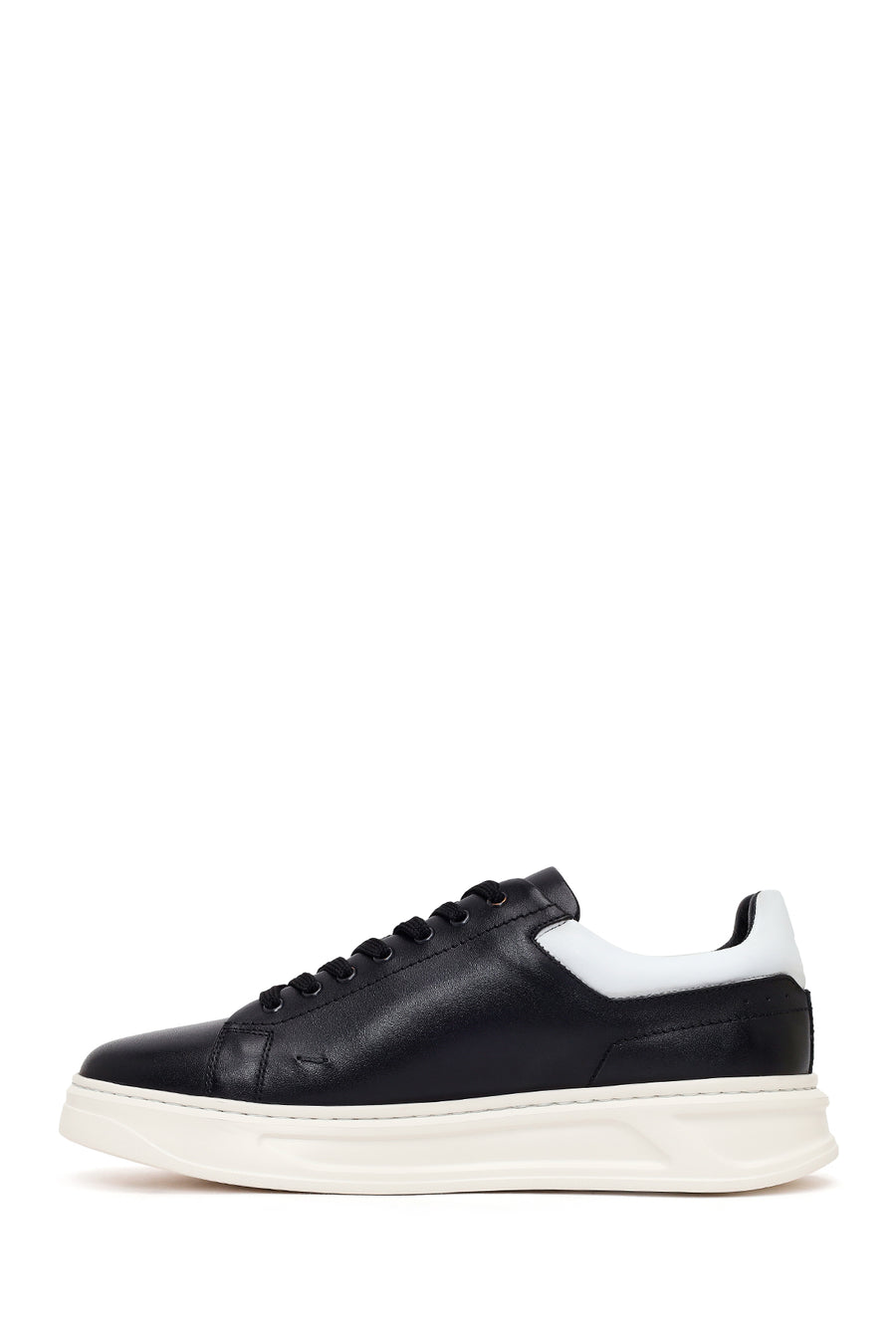 Erkek Siyah Bağcıklı Deri Sneaker