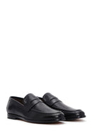 Men's Black Leather Printed Classic Loafer | Derimod