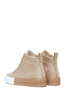 Women's Beige Suede High Top Sneaker | Derimod