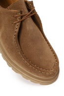Woman Camel Lace-Up Suede Leather Masculine Shoes | Derimod