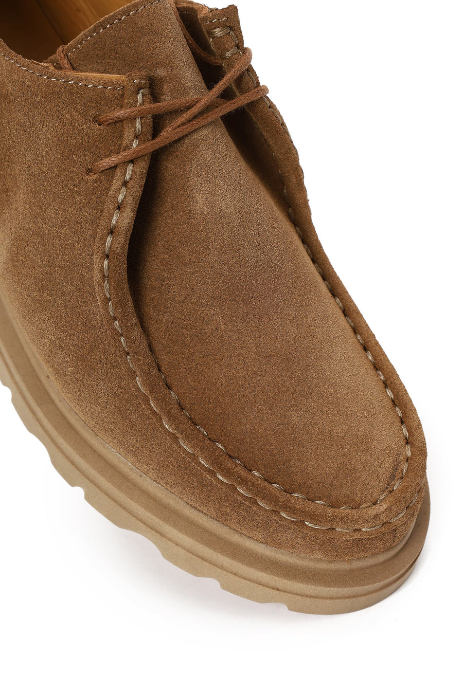 Woman Camel Lace-Up Suede Leather Masculine Shoes