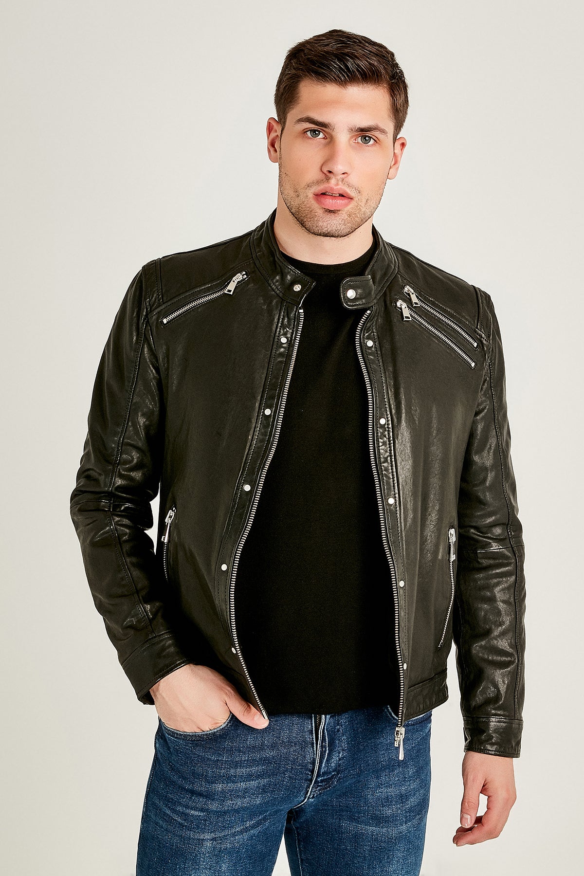 Westbrook Men's Leather Jacket 19SGD6331M5 | Derimod