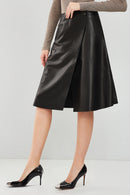 Mia Women's Black Leather Skirt | Derimod