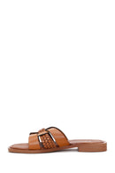 Women's Tan Leather Slippers | Derimod