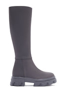 Women's Gray Zippered Thick Soled Boots | Derimod