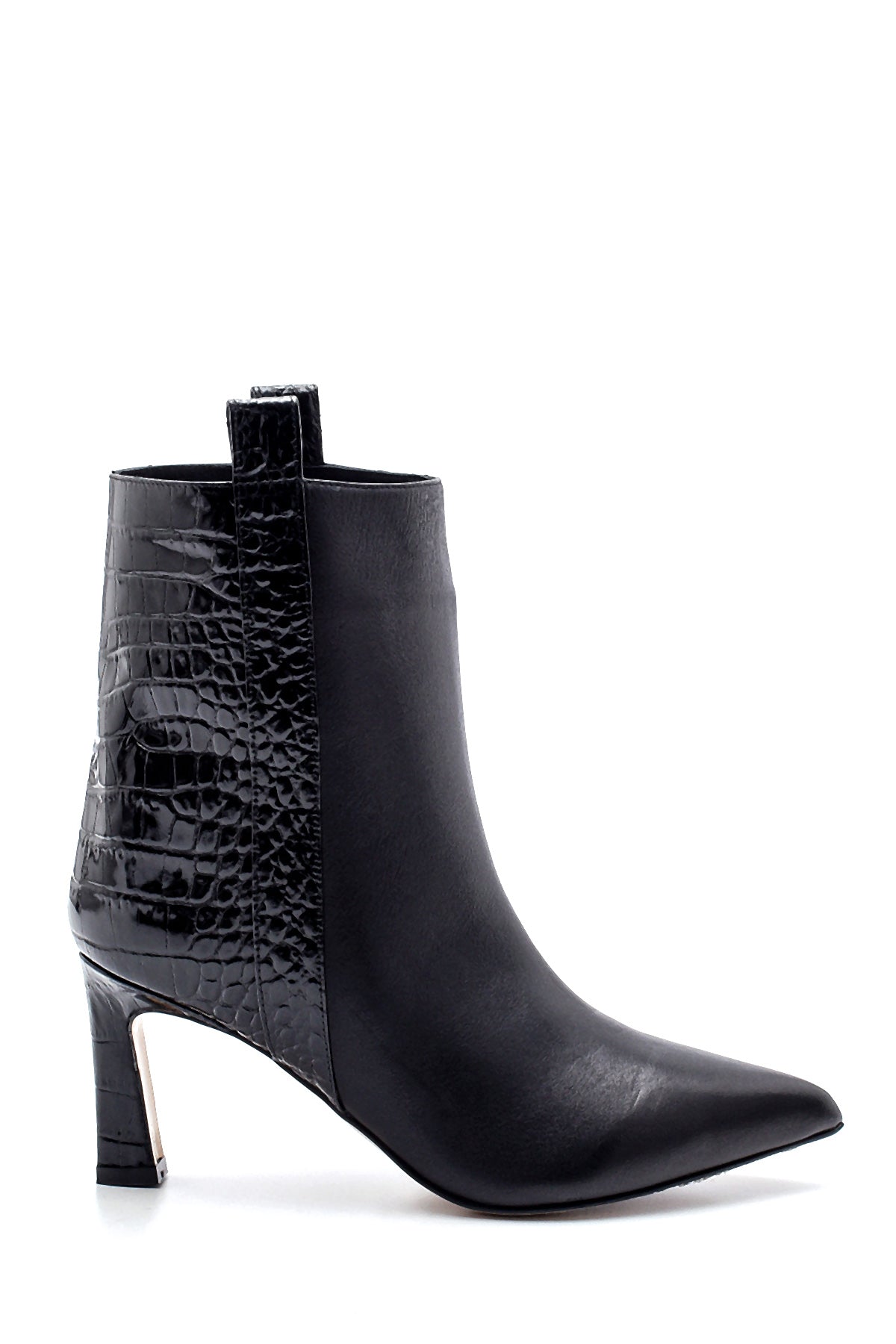 Women's Leather Crocodile Pattern Detailed Heeled Boots 20WFD167014 | Derimod