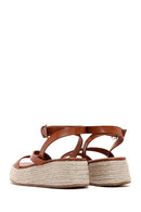 Women's Tan Thick Soled Straw Sandals | Derimod