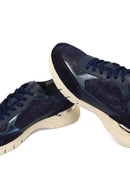 Kadın Lacivert Bağcıklı Kalın Tabanlı Deri Sneaker | Derimod