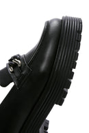 Women's Black Leather Buckle Masculine Loafer | Derimod