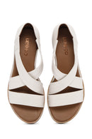 Women's Cream Strappy Leather Sandals | Derimod