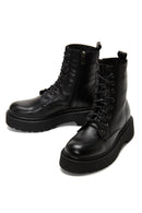 Women's Black Thick Soled Leather Boots | Derimod