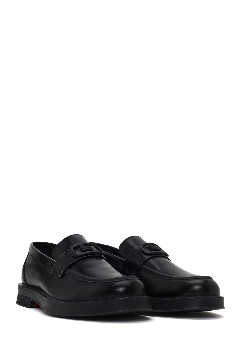 Erkek Siyah Tokalı Deri Casual Loafer