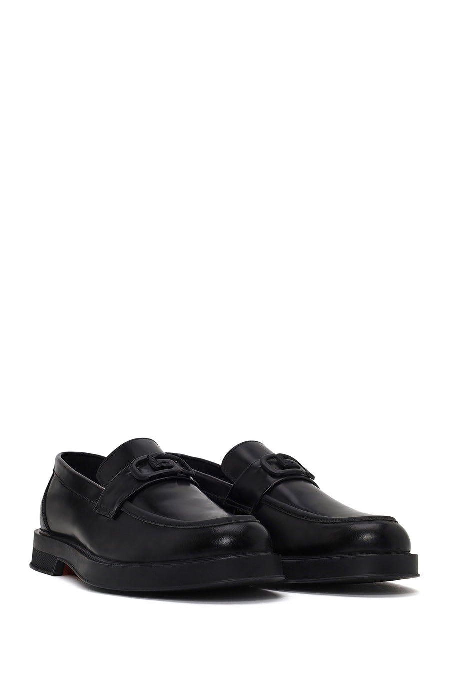 Male Black Buckled Leather Casual Loafer