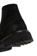 Men's Black Suede Leather Zippered Boots | Derimod