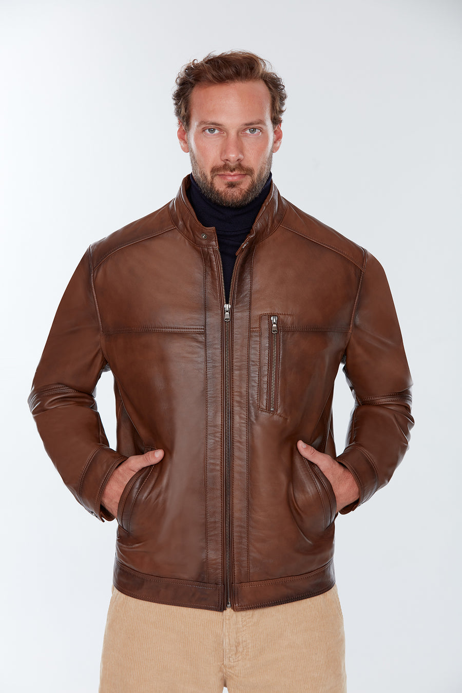 Ford (Plus) Men's Cognac Leather Jacket