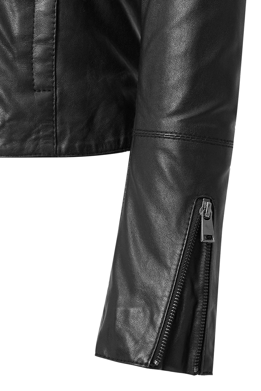 Cherie Women's Black Short Leather Coat