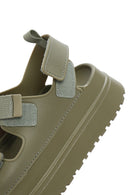 Kadın Haki Bantlı Kalın Tabanlı Jelly Sandalet | Derimod