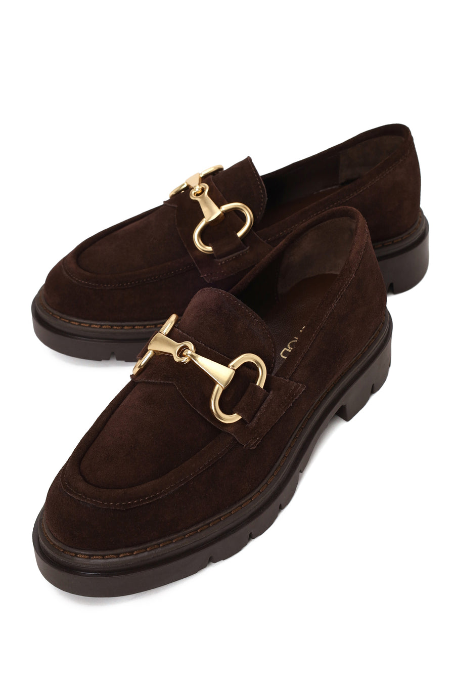 Woman Brown Buckled Suede Masculine Loafer