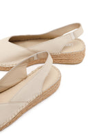 Women's Cream Thick-Soled Leather Espadrilles | Derimod