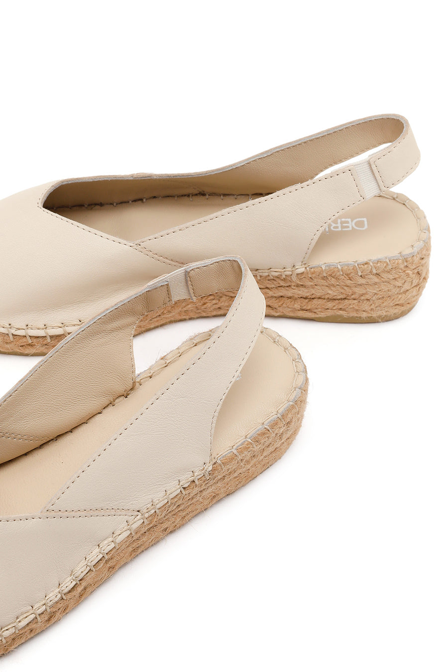 Women's Cream Thick-Soled Leather Espadrilles