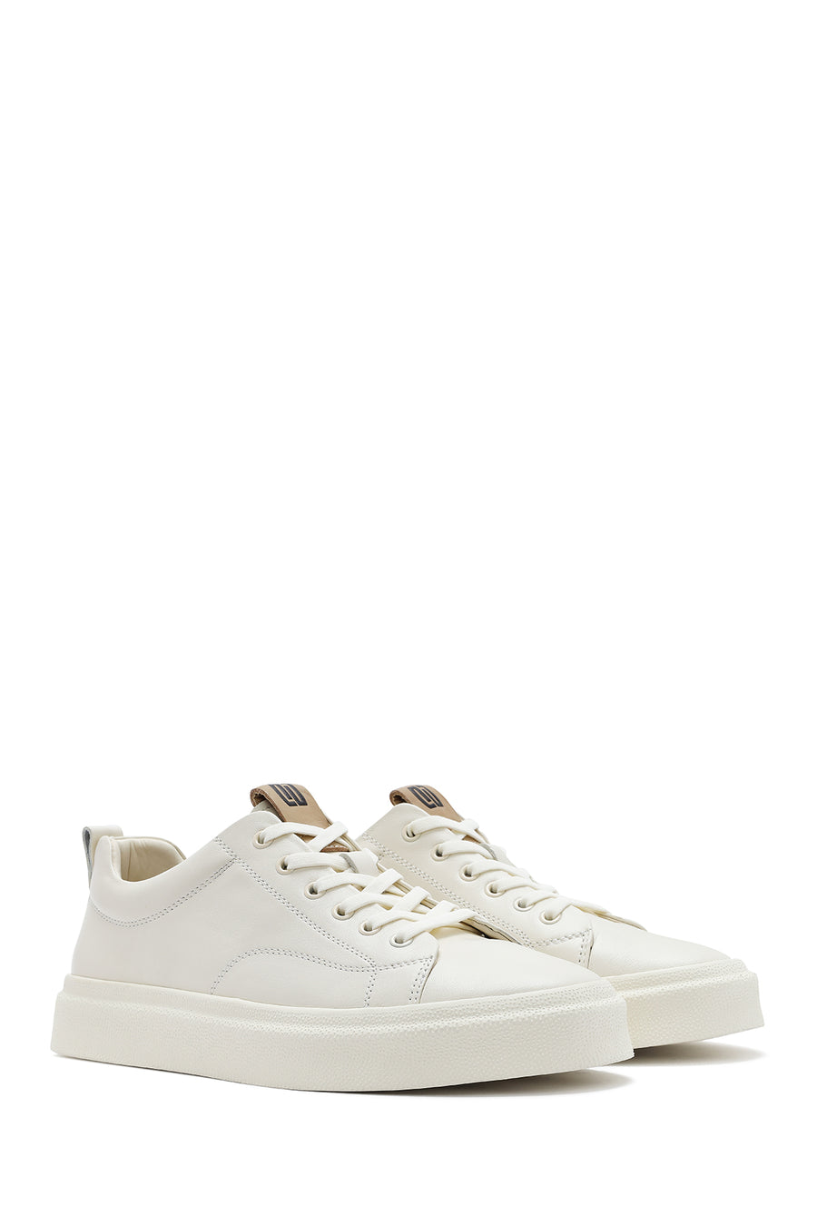 Men's White Lace-up Leather Sneaker