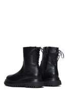 Women's Black Zippered Thick-Sole Leather Boots | Derimod