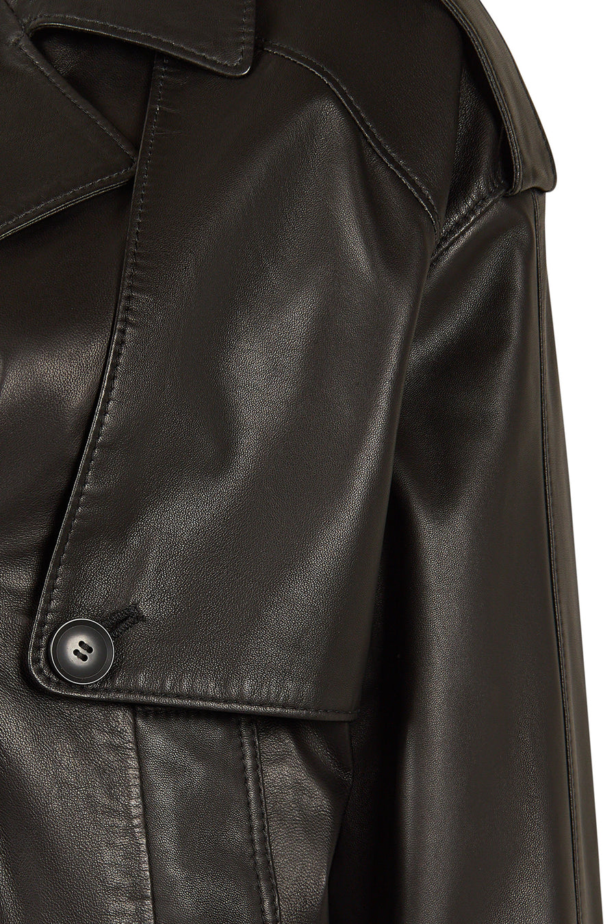 April Woman Black Short Oversize Leather Jacket