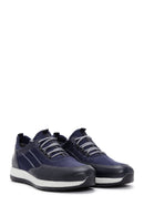 Men's Navy Blue Nubuck Leather Sneaker | Derimod