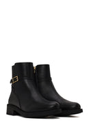 Woman Black Zip Closure Buckled Boots | Derimod