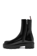 Harley Davidson Women's Black Zippered Leather Chelsea Boots | Derimod