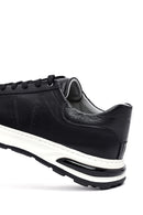 Erkek Siyah Bağcıklı Kalın Tabanlı Deri Sneaker | Derimod