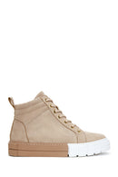 Women's Beige Suede High Top Sneaker | Derimod