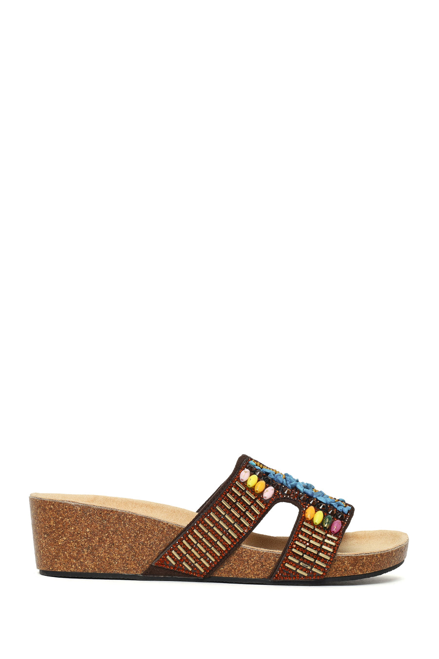 Woman Brown Embellished Wedge-heel Slippers 26SFE4985TS | Derimod
