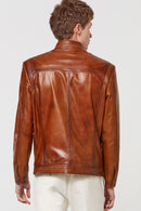 Oscar Men's Camel Leather Jacket | Derimod