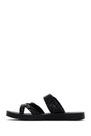 Women's Black Double Buckle Flip Flops | Derimod