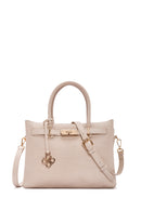 Women's Beige Long Strap Printed Shoulder Bag | Derimod