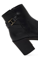 Women's Black Zippered Thick Heeled Boots | Derimod