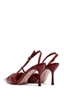 Women's Red Slingback Thin Heel Leather Shoes | Derimod