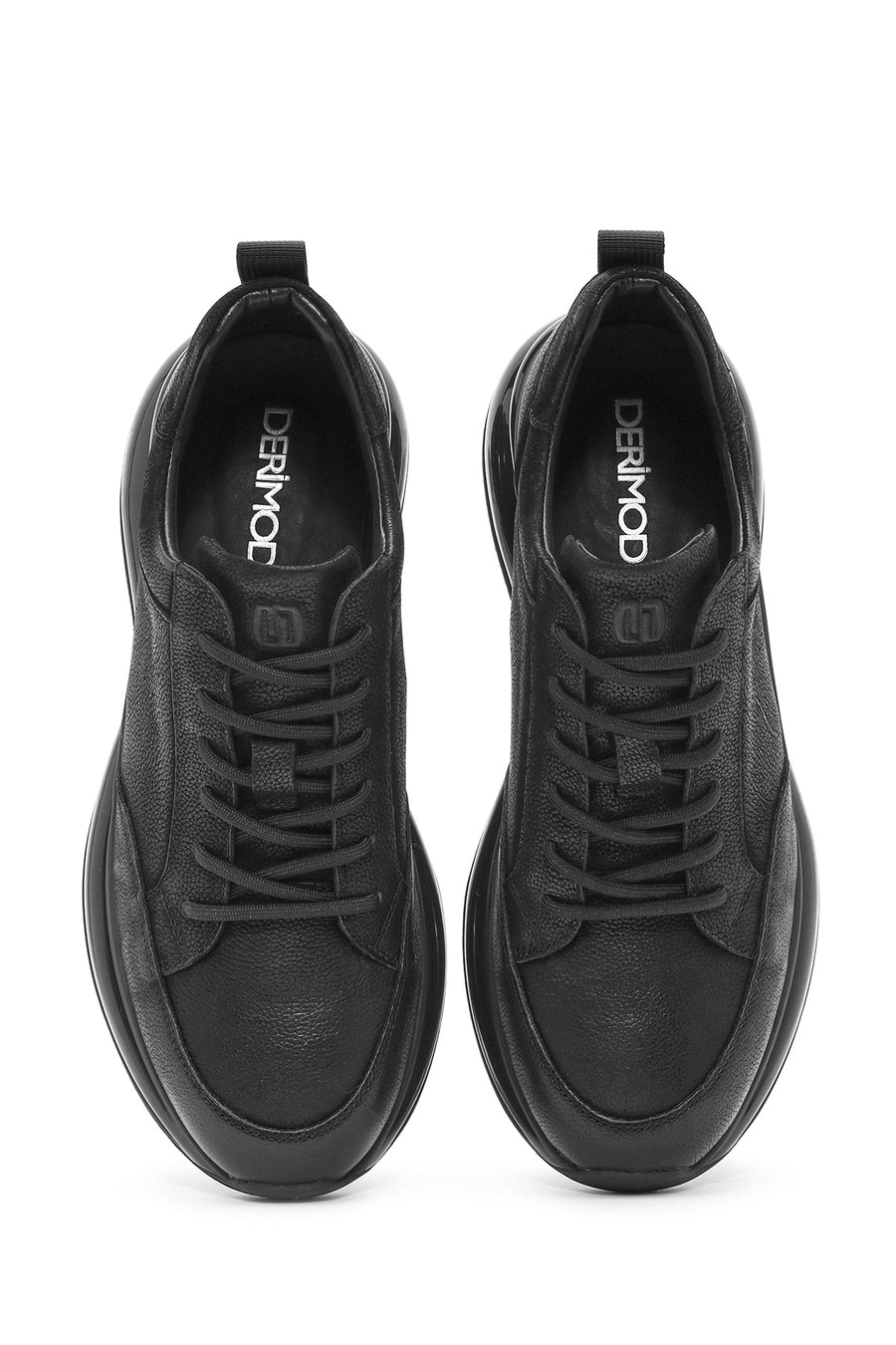 Men's Black Lace-Up Nubuck Leather Sneakers