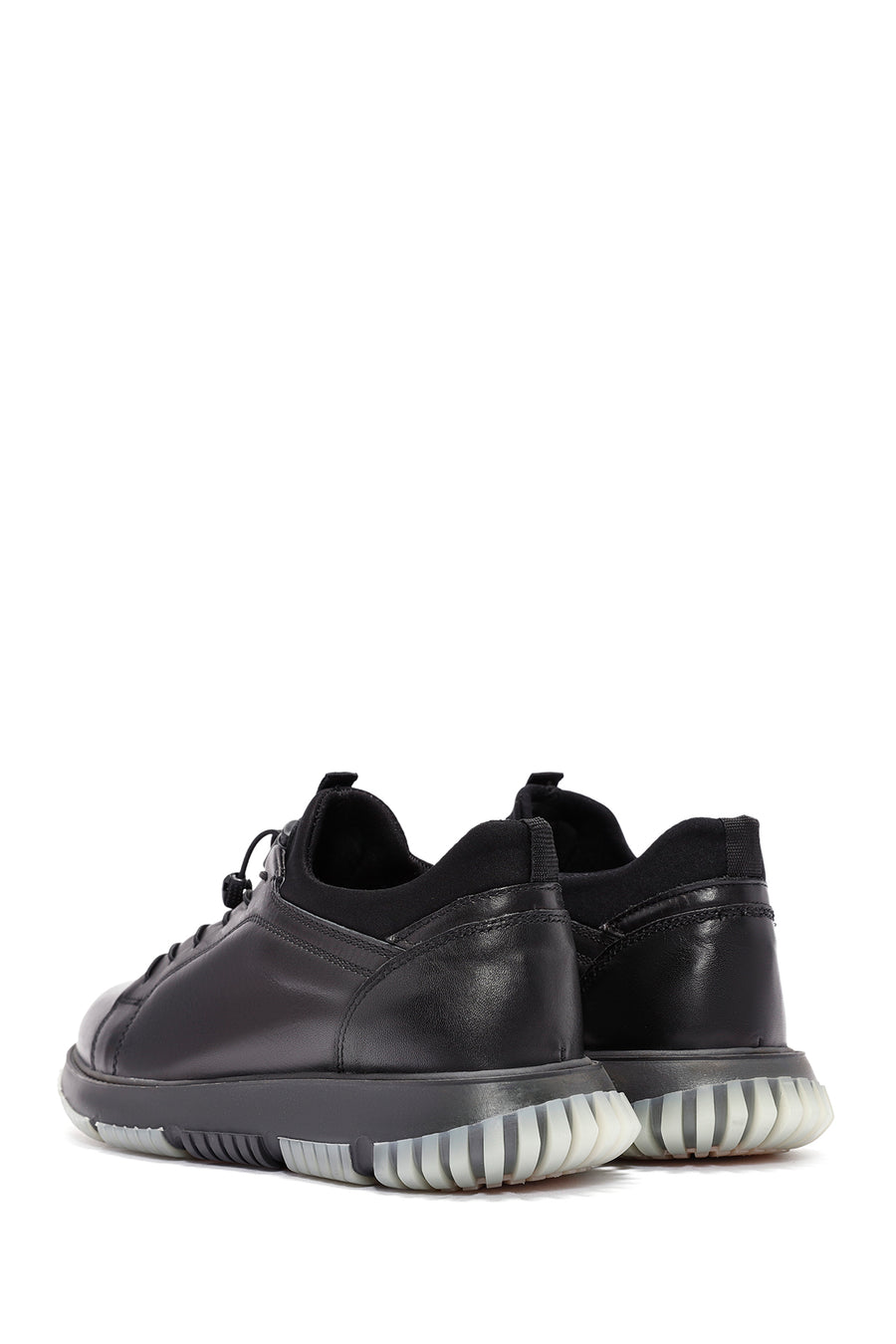 Men's Black Lace-up Leather Sneaker
