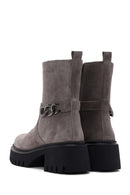 Women's Mink Thick Soled Zippered Suede Leather Boots | Derimod