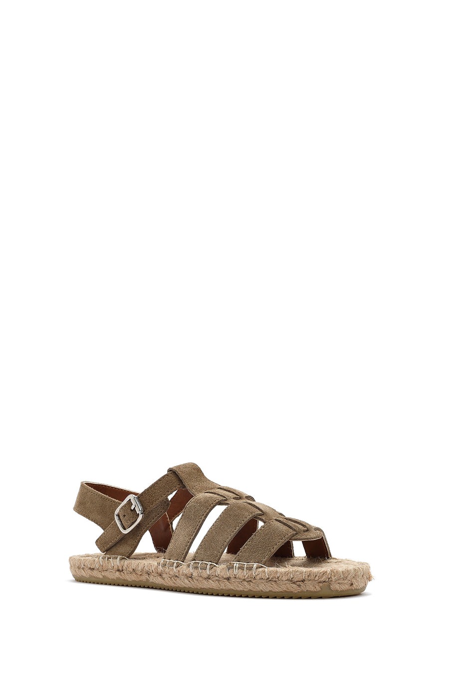 Women's Mink Buckled Suede Leather Espadrille Sandals