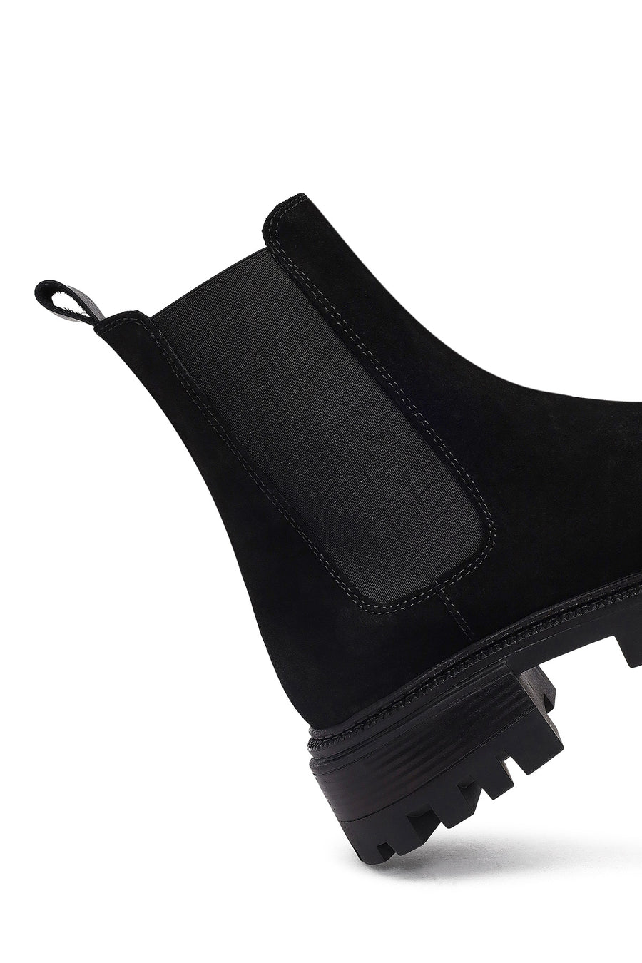 Woman Black Thick-Soled Suede Chelsea Boots