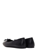 Woman Black Buckled Leather Ballet Flat | Derimod