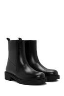 Women's Black Zippered Leather Boots | Derimod