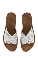 Women's White Stone Slippers | Derimod