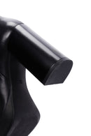 Women's Black Zippered High Heel Leather Boots | Derimod